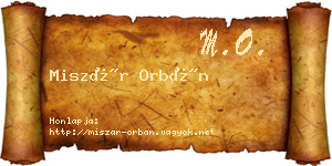 Miszár Orbán névjegykártya
